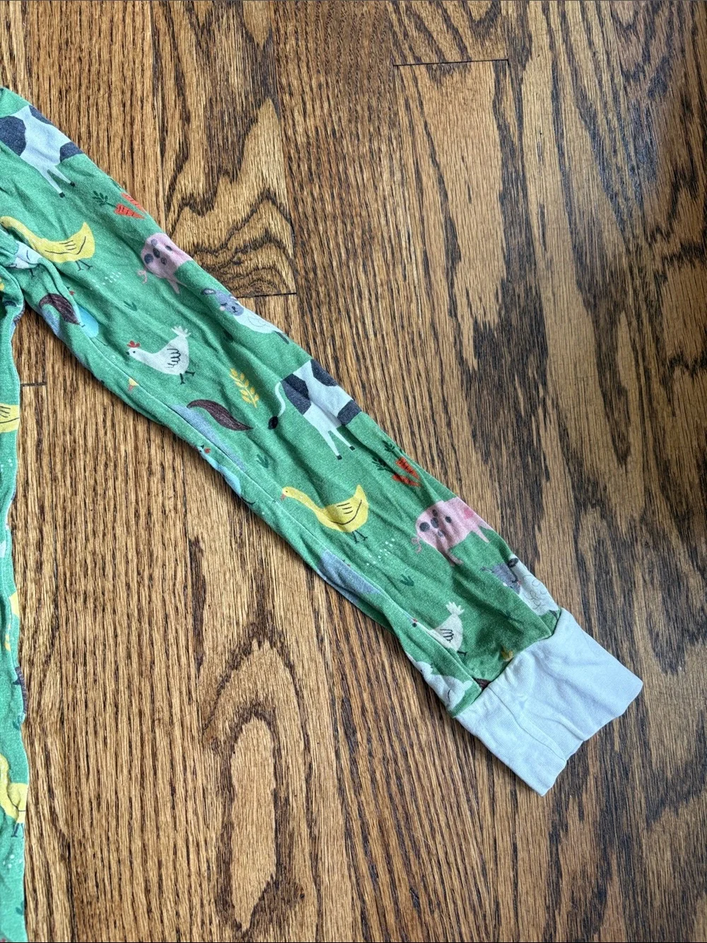 Little Sleepies green bamboo Farm Animals print, 2 piece pajama set. Size 9/10